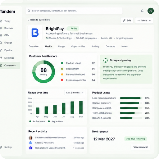 Tandem customer health detail